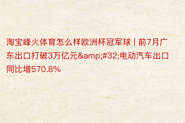 淘宝峰火体育怎么样欧洲杯冠军球 | 前7月广东出口打破3万亿元&#32;电动汽车出口同比增570.8%