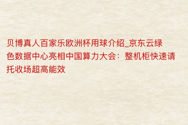 贝博真人百家乐欧洲杯用球介绍_京东云绿色数据中心亮相中国算力大会：整机柜快速请托收场超高能效